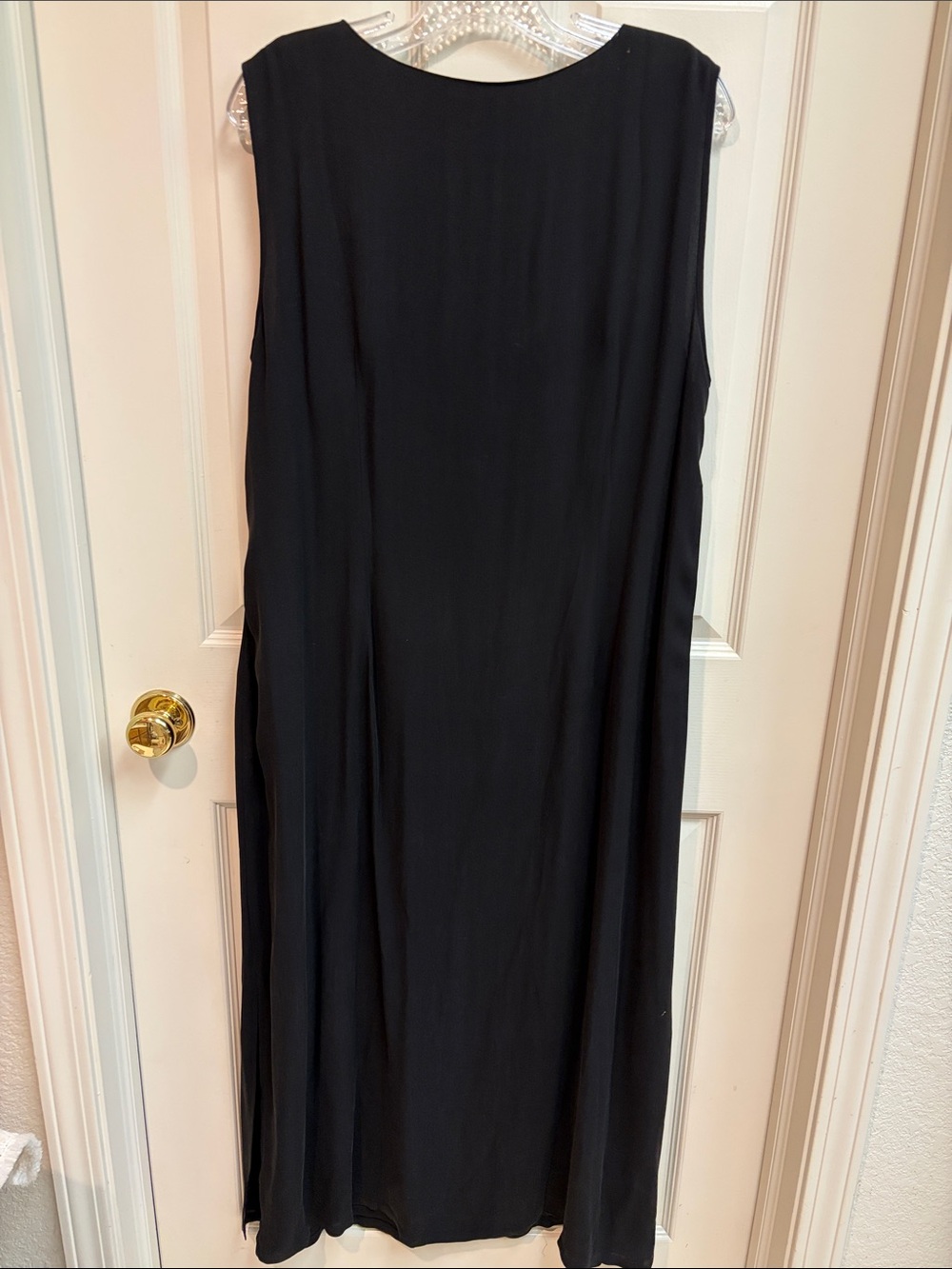 Bloomingdale's Silk Maxi Dress with White & Pearlized Bead V-Neck Trim - Picture 5 of 5